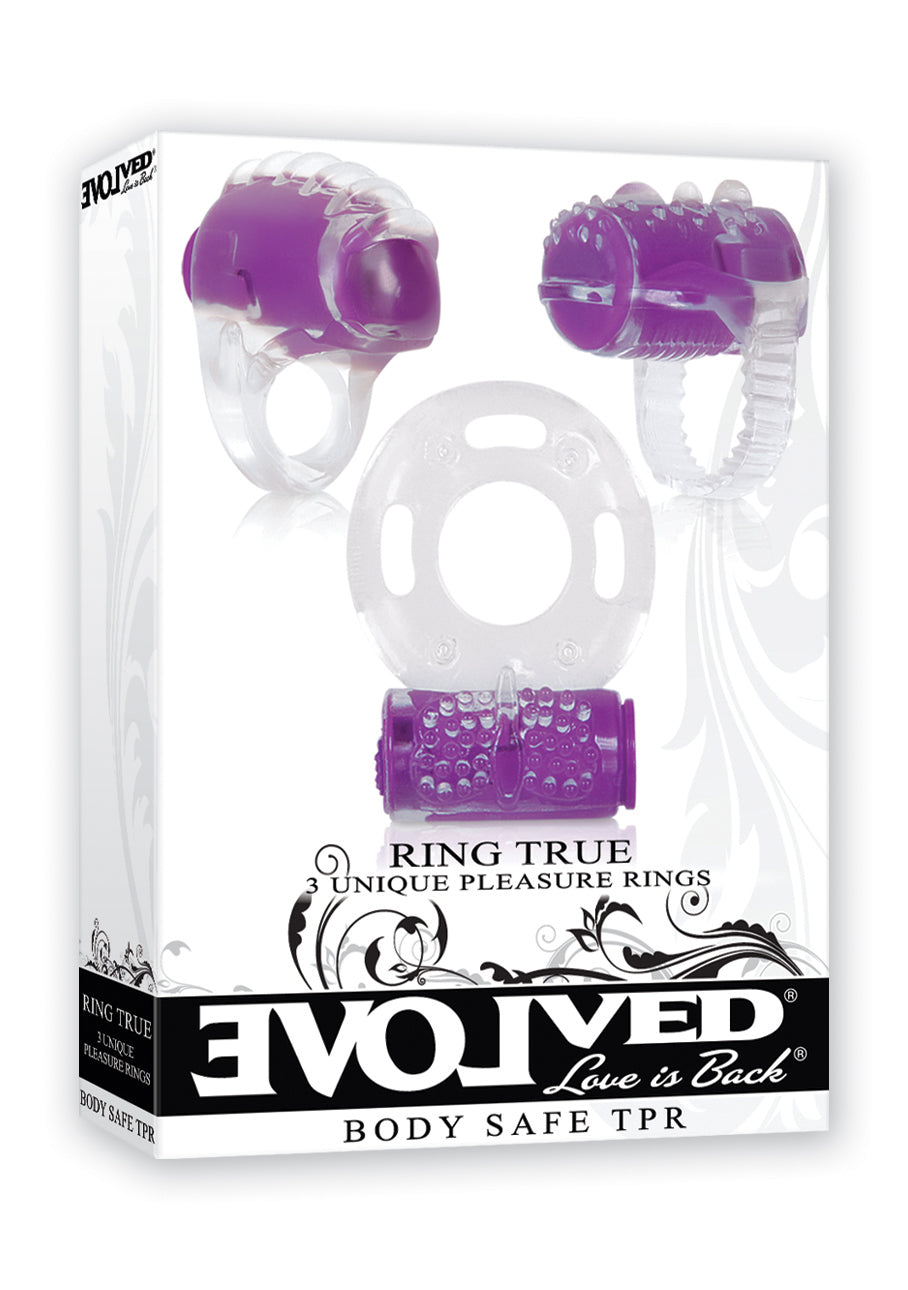 Ring True Unique Pleasure Rings 3-Piece Vibrating Set COCK RING Set