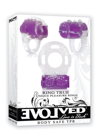 Ring True Unique Pleasure Rings 3-Piece Vibrating Set COCK RING Set
