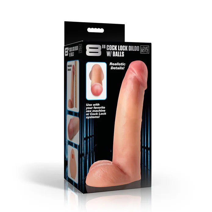 Cock Lock Dildo with Balls (Light Pink) – 8 Inch Realistic Dildo White > Dildos > Realistic Dildos Main image