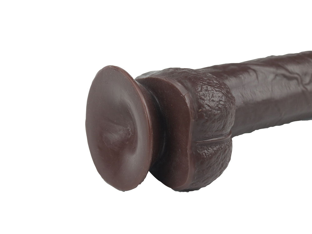 Get Lucky 9 Inch Bendable Real Skin Dildo in Dark Brown > Dildos > Large Dildos
