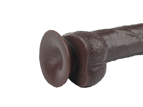 Get Lucky 9 Inch Bendable Real Skin Dildo in Dark Brown > Dildos > Large Dildos