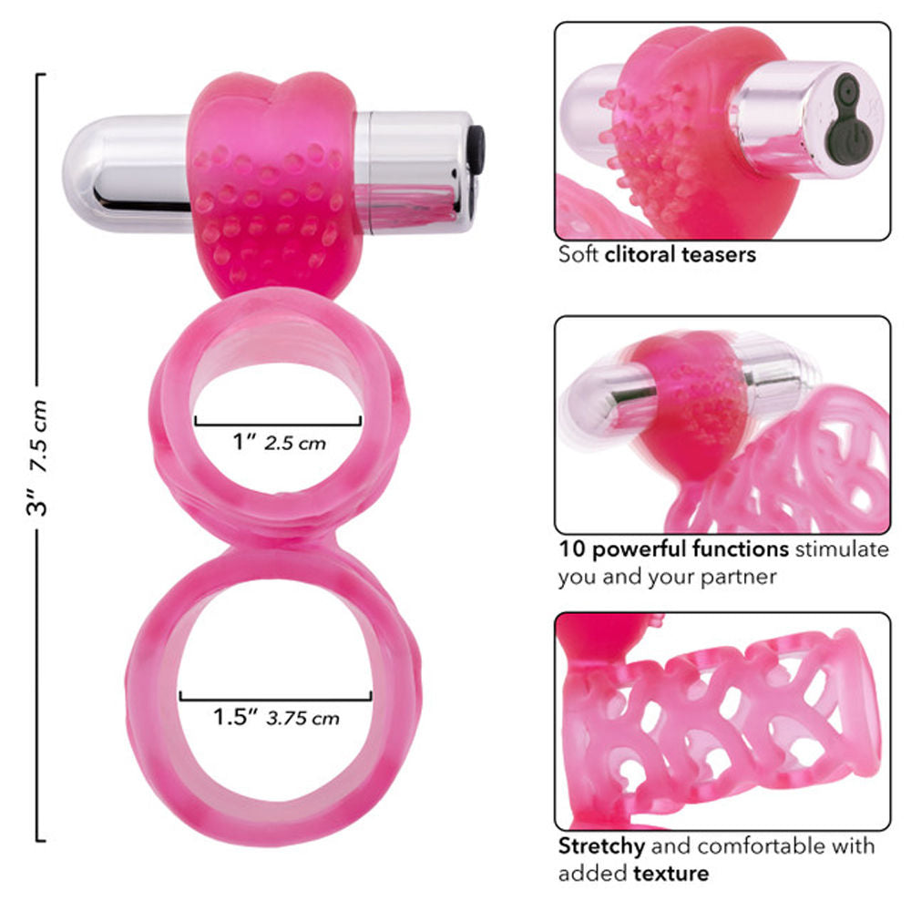 Stretchy Pink Cock Cage with Rechargeable Scrotum Stimulator Cages