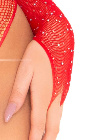 Rhinestone Snap Crotch Nude Bodysuit One Size Adult Intimacy Bodystocking