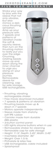 Zero Tolerance Stroking Buddy Male Masturbation Sleeve White Strokers - Manual