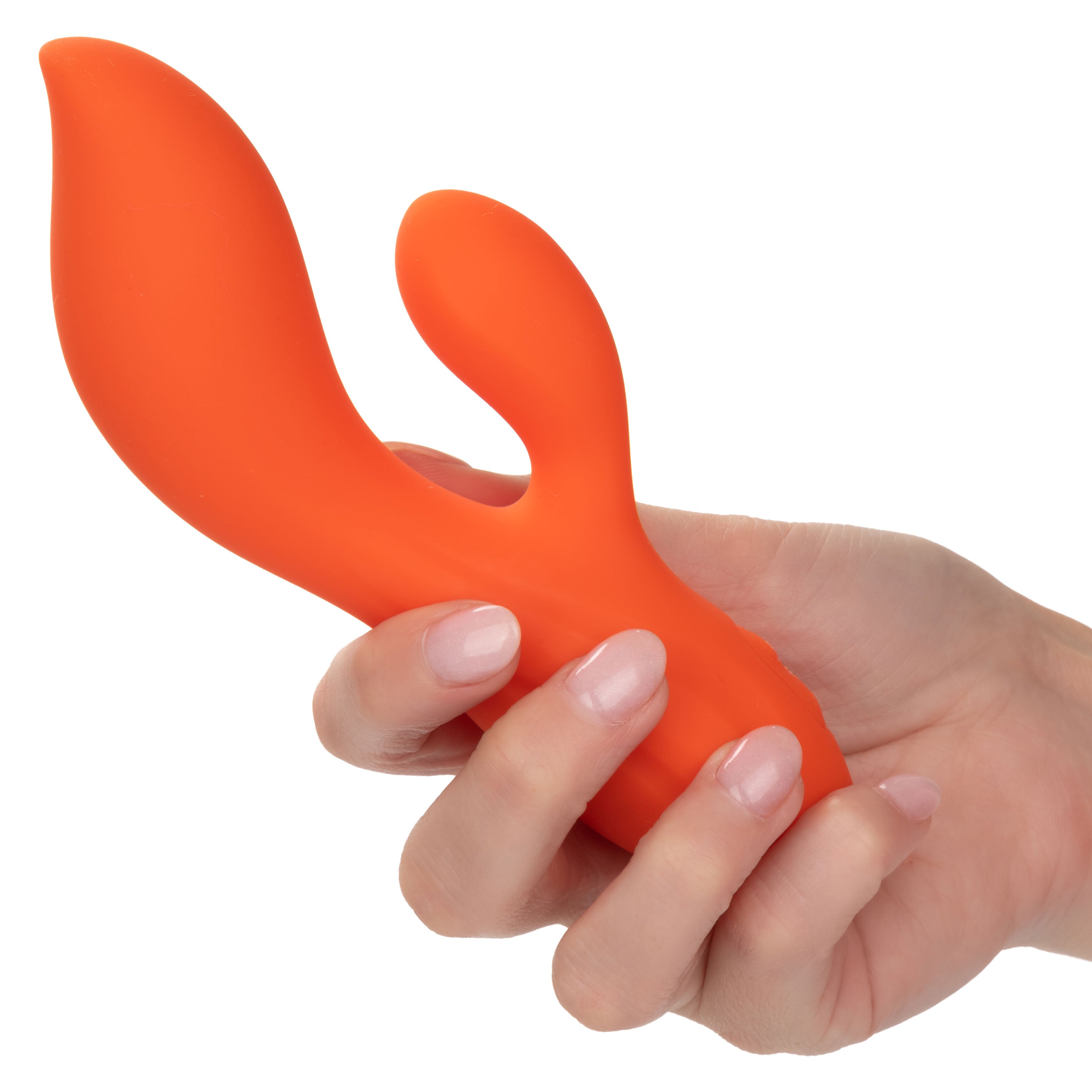 Stella Liquid Silicone Dual Teaser Vibrator in Orange with 12 Vibration Modes and Dual Motors VIBRATORS-RABBIT