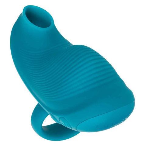 Envy™ Handheld Suction Massager in Teal Blue with 3 Suction Speeds and 7 Vibration Functions, USB Rechargeable Silicone Full Body Massager Vibrators
