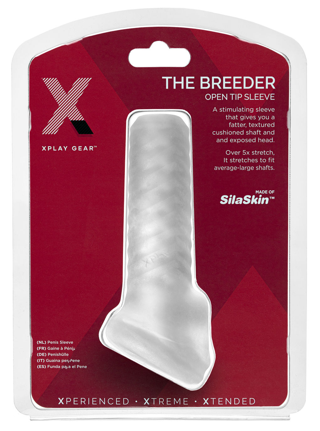 Xplay Breeder (Clear) – Textured Stretch Sleeve Clear > Sex Toys For Men > Penis Sleeves