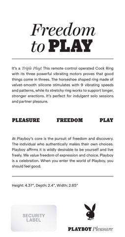 Playboy Pleasure Triple Play USB Rechargeable Vibrating Cock Ring Cock Rings Vibrating