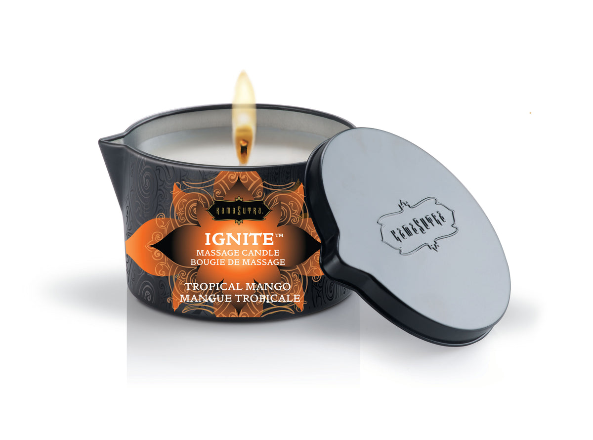 Ignite Tropical Mango Massage Candle 6 Oz With Skin Conditioning Oil Default Title Massage Oil