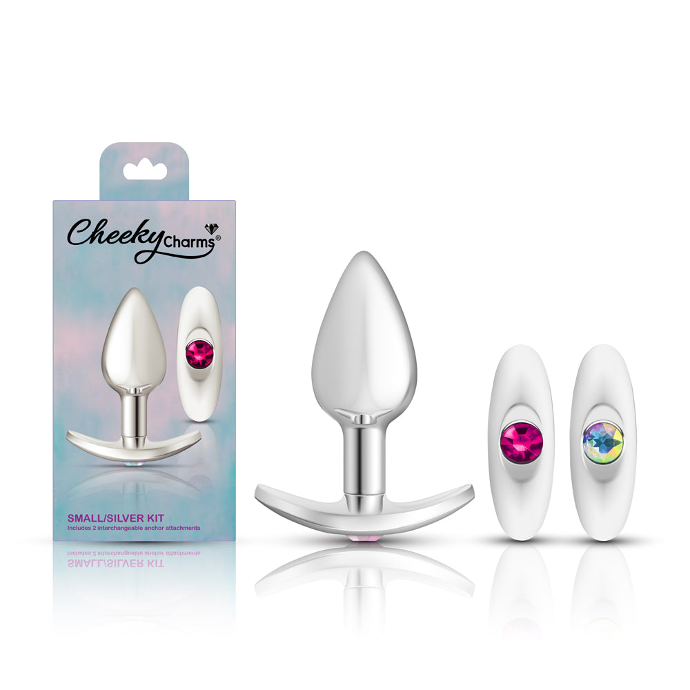Cheeky Charms Silver Anchor Butt Plug with Clear and Pink Jewel (2.57 inch) > Anal Range > Jewel Butt Plugs