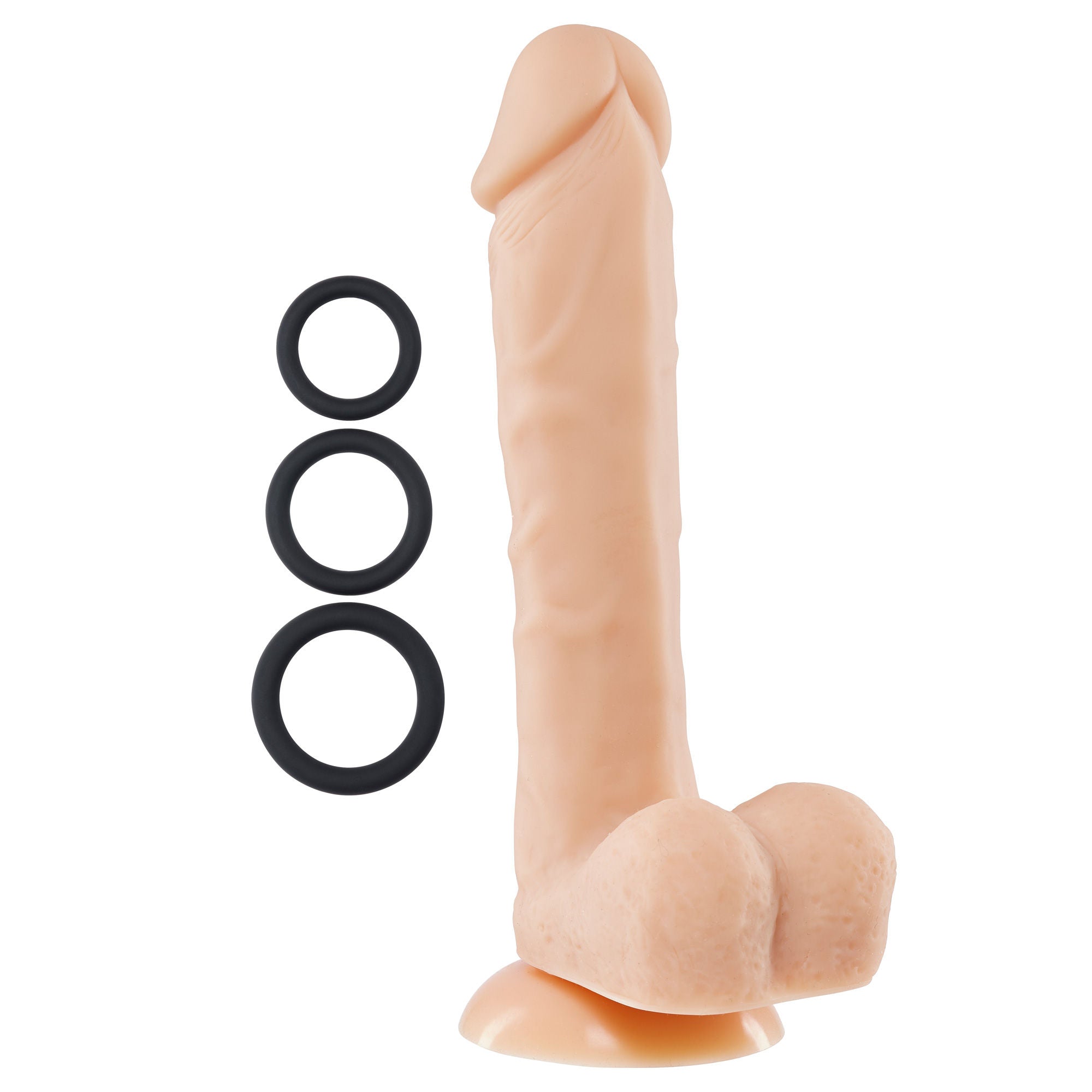 9 Inch Realistic Silicone Dong with Suction Base Flesh Tone Beige Dongs Realistic