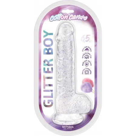 Cotton Candy Glitter Boy 6.5 Inch Clear Suction Cup Dildo Clear > Dildos > Realistic Dildos