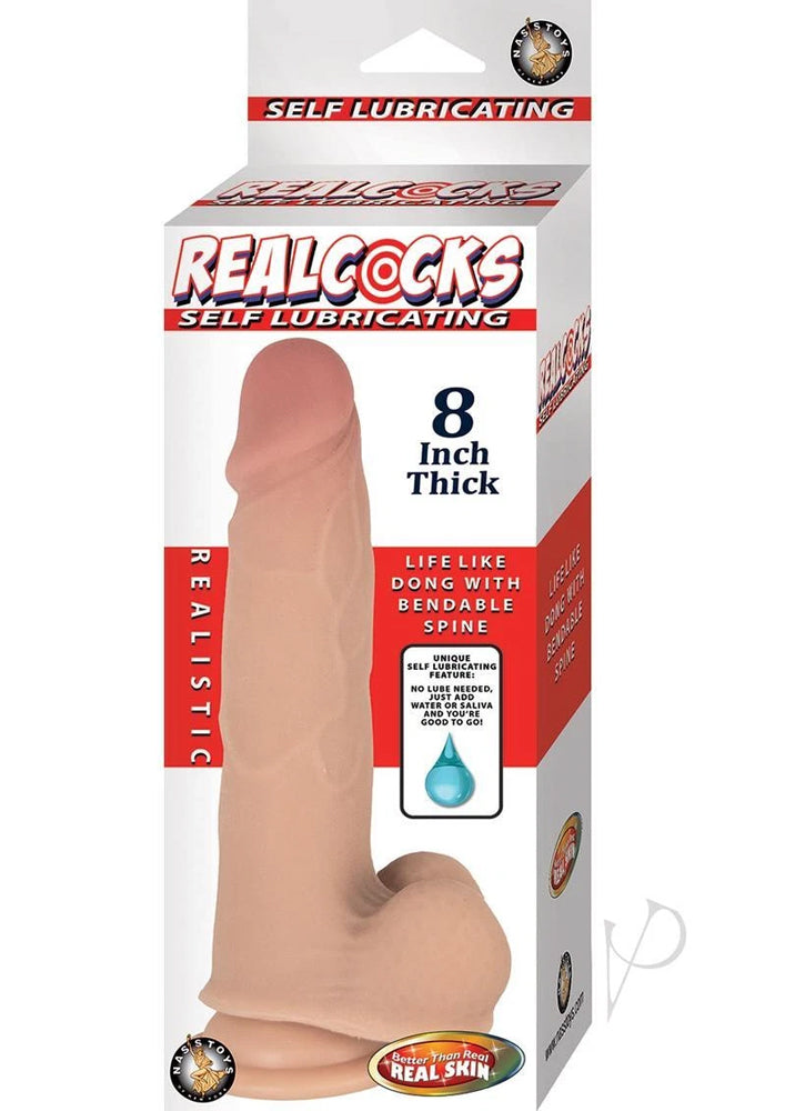 Realcocks Self Lubricating 8 Inch Thick White Bendable Dong > Dildos > Realistic Dildos