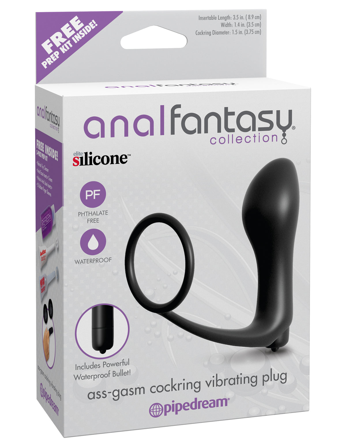 Anal Fantasy Collection Ass-Gasm Cockring Plug Vibrating Butt Plug with Cock Ring > Anal Range > Prostate Plugs