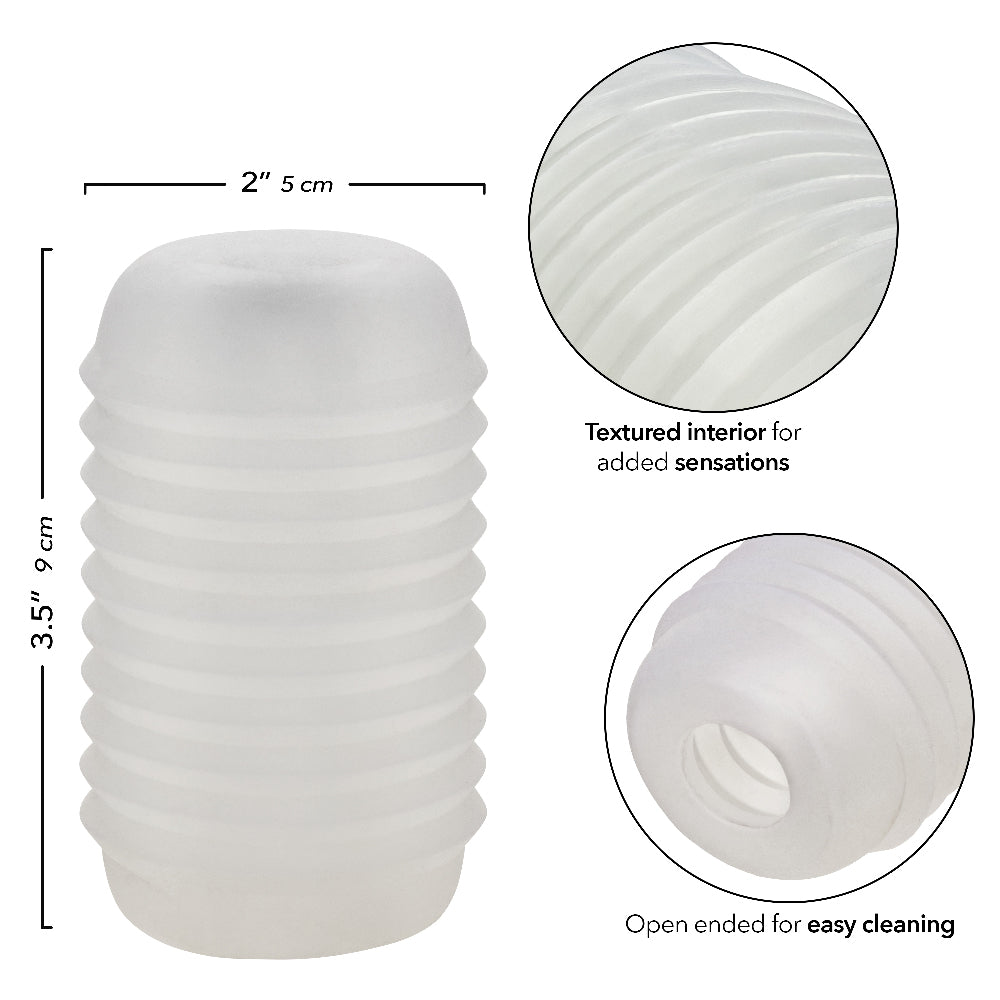 Pop Sock Ribbed Clear Soft Tight Stretchy Reversible Masturbator Sleeve Strokers - Cup|Egg