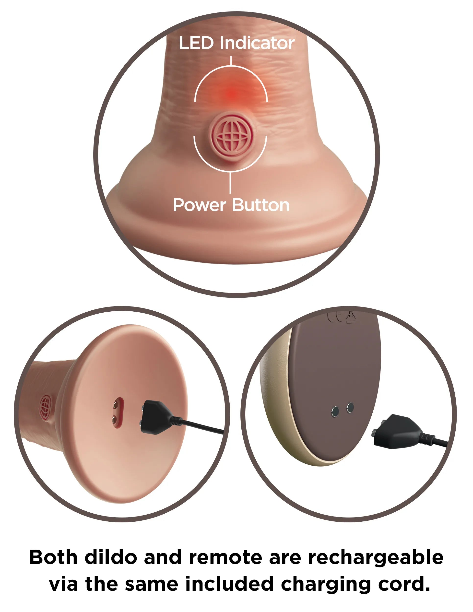 King Cock Elite 9 Inch Dual Density Silicone Rechargeable Vibrating Dildo With Remote > Vibrators > Realistic Vibrators