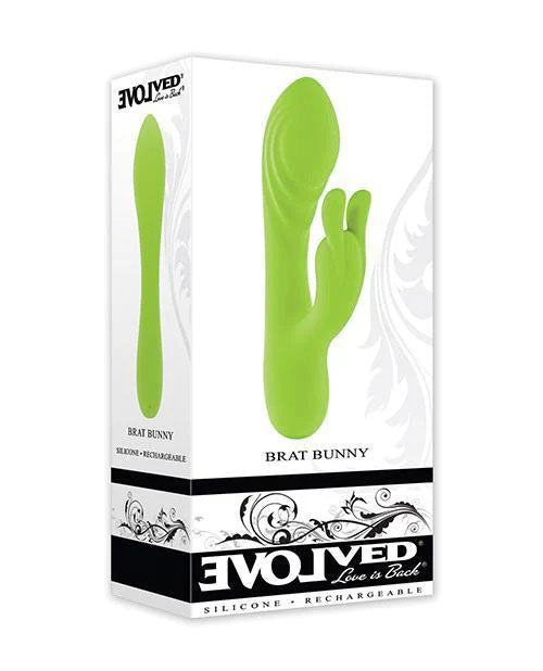 Brat Bunny Green 6.38 Inch Electric Dual Motor Silicone Rabbit Vibrator Green > Vibrators > Ladies > Rabbit