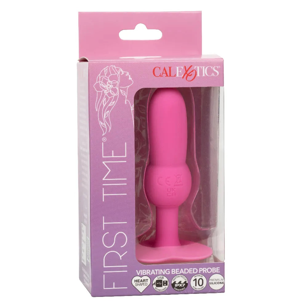 First Time Vibrating Beaded Probe – 3.7" Beginner Vibrator Pink > Anal Range > Anal Probes