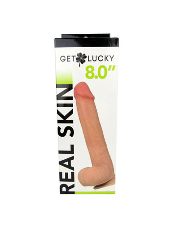 Get Lucky 8 Inch Bendable Real Skin Dildo Light Brown Dongs Realistic
