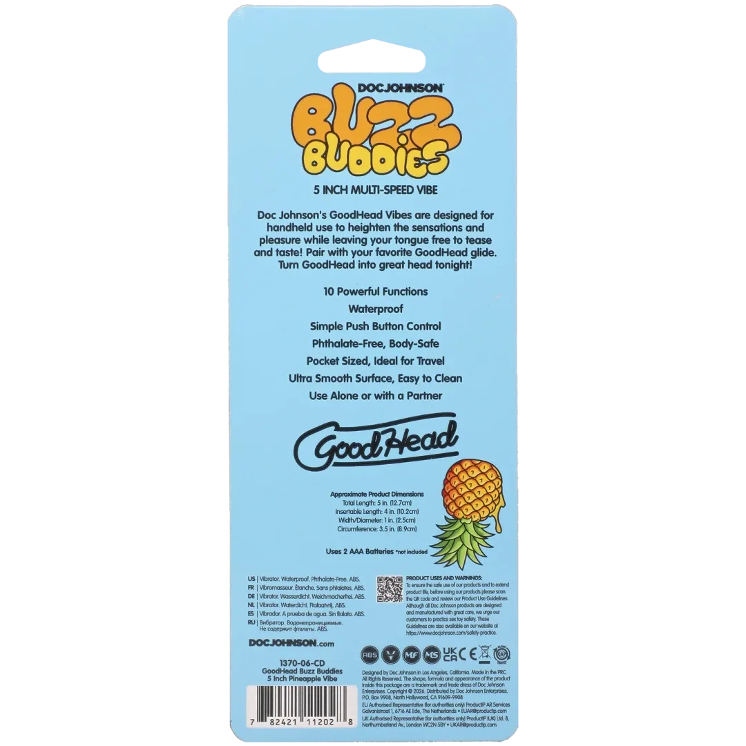 Goodhead Buzz Buddies - Multi Speed Waterproof Pineapple Vibrator > Vibrators > Mini Vibrators