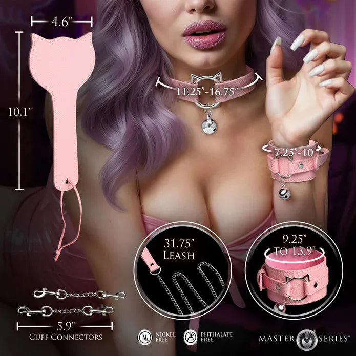 Kitty Bondage Set – Vegan Leather Adjustable Cuffs and Collar Bondage Set > Bondage Gear > Bondage Kits