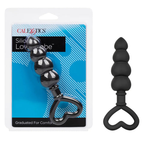 Silicone Love Probe – Graduated Flexible Anal Plug with Heart-Shaped Loop Black > Anal Range > Anal Probes