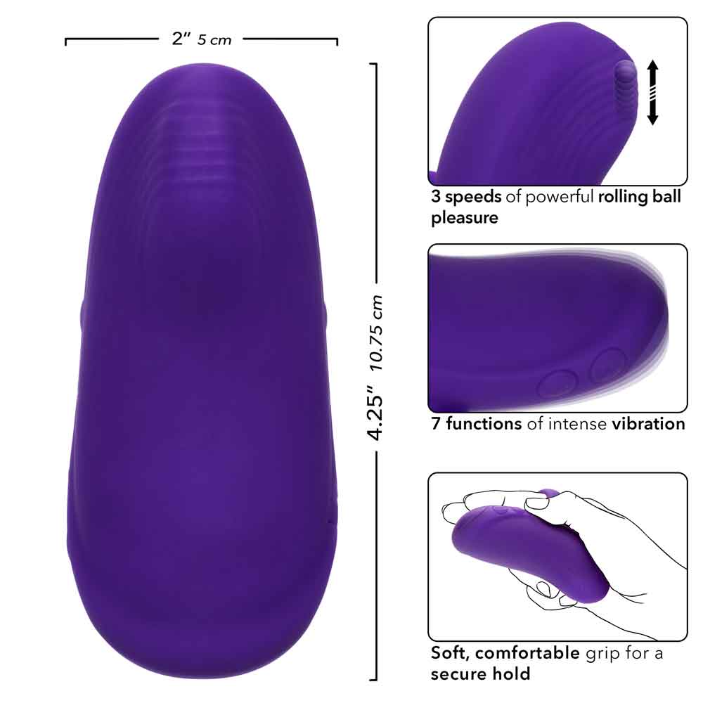Envy™ Handheld Rolling Ball Massager Purple Silicone Waterproof with 3 Speeds and 7 Functions, > Vibrators > Finger Vibrators