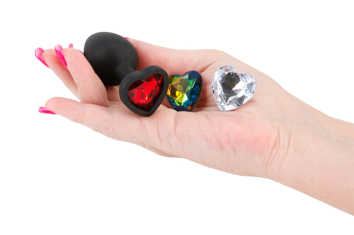 Glams Xchange Heart Small (Interchangeable Heart Gems) – Small Silicone Butt Plug (7.3cm) > Anal Range > Jewel Butt Plugs