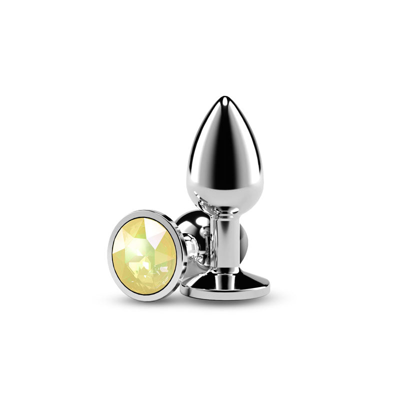 Rear Assets Silver Medium (Yellow Gem) Lightweight Chrome-Plated Aluminum Anal Plug > Anal Range > Jewel Butt Plugs