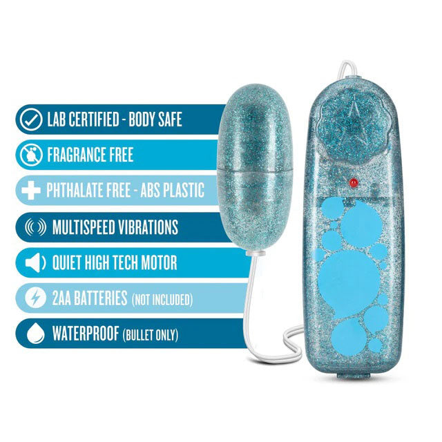 B Yours Glitter Power Bullet Blue 5.5 cm Waterproof Toy > Vibrators > Mini Vibrators