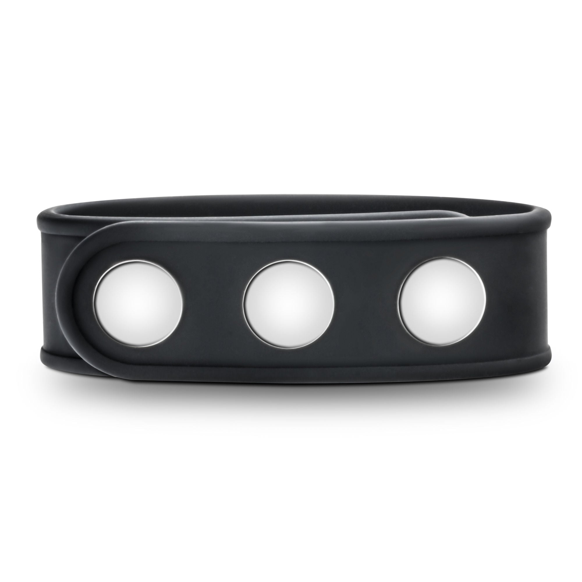 Blush Silicone Adjustable 3-Snap Cock Strap Black Ring Black COCK RING Set