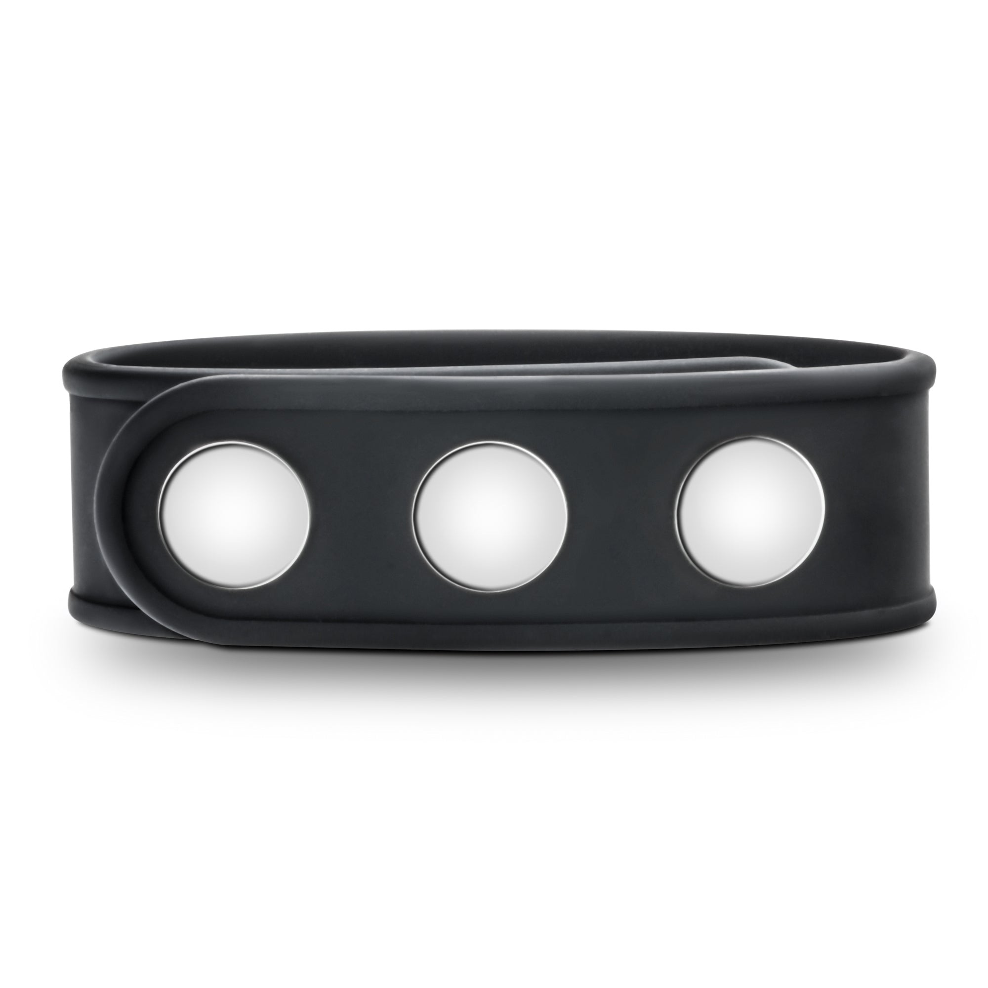 Blush Silicone Adjustable 3-Snap Cock Strap Black Ring Black > Cock Ring > Adjustable