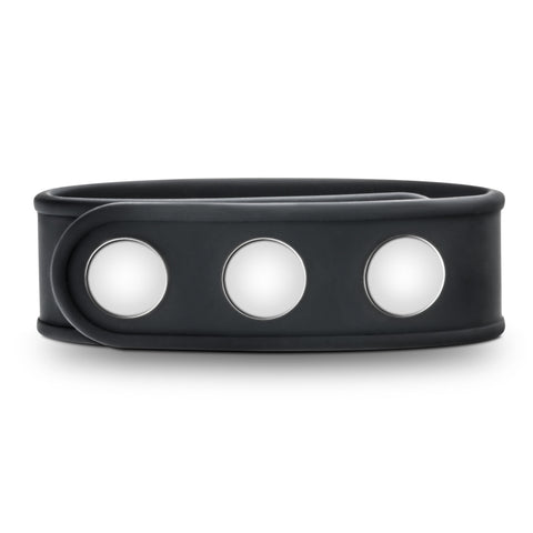 Blush Silicone Adjustable 3-Snap Cock Strap Black Ring Black COCK RING Set