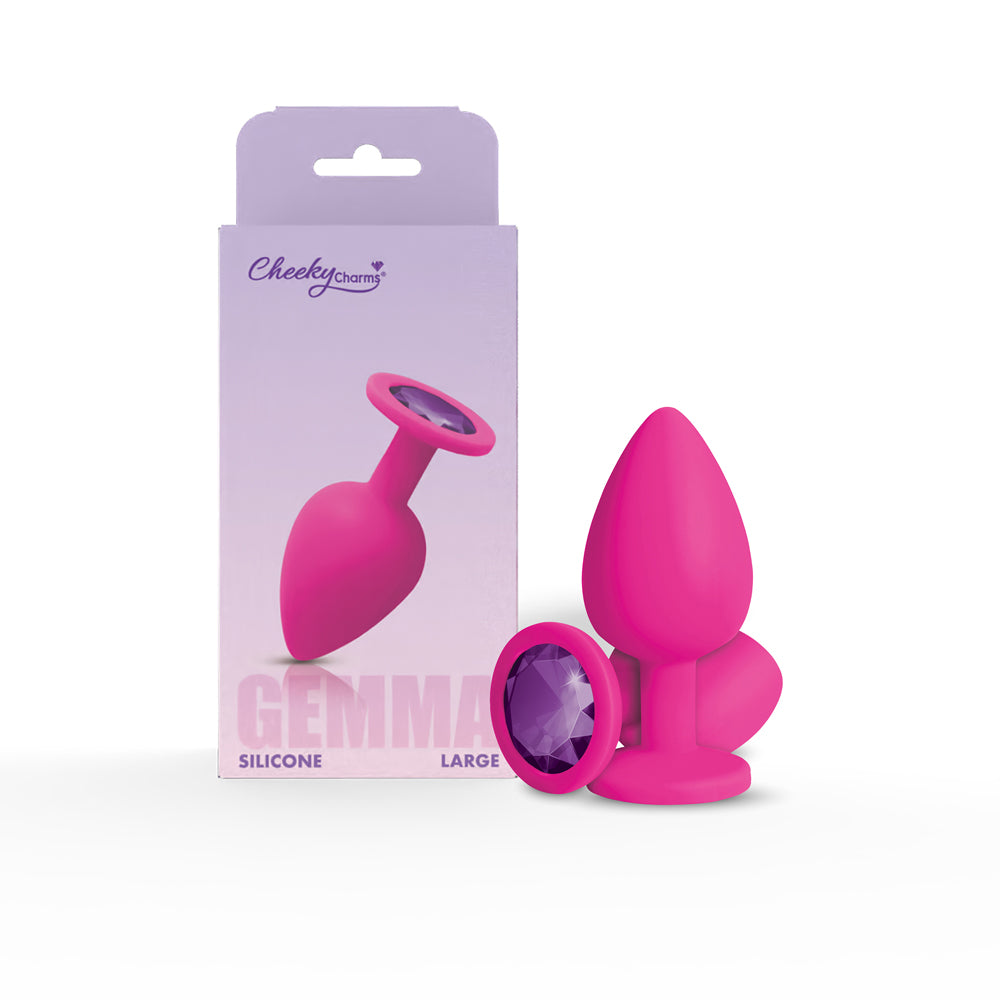 Gemma 3.76 Inch Purple Gem Pink Silicone Plug Large – Vibrant Silicone Butt Plug > Anal Range > Jewel Butt Plugs
