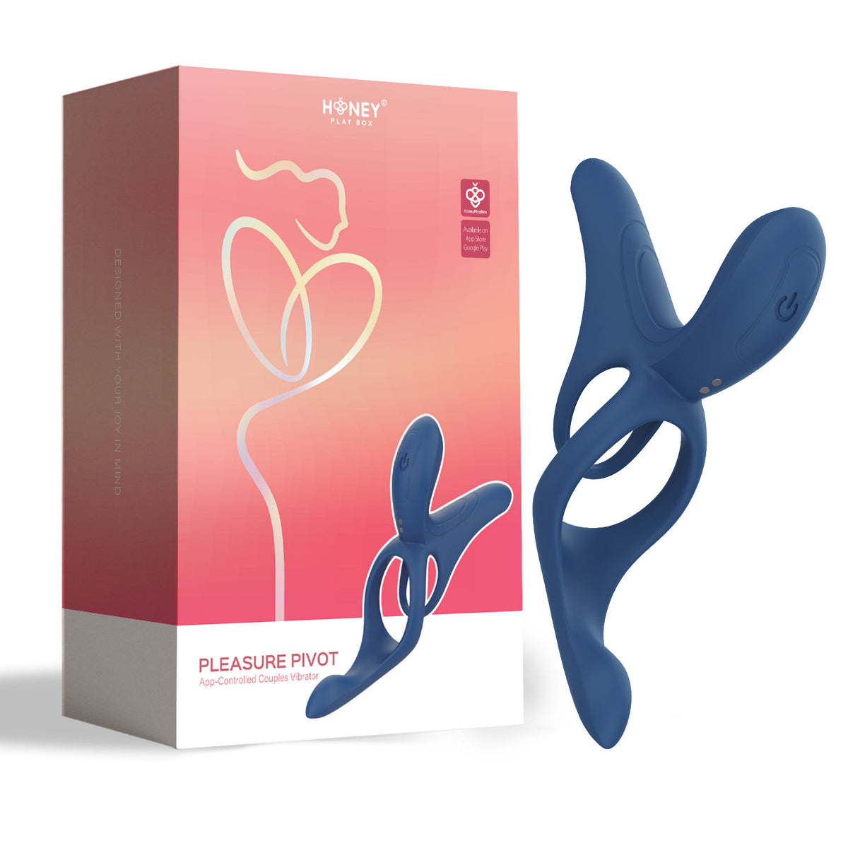 Pleasure Pivot Navy Blue App Controlled Couples Vibrator Ring Blue Cock Rings Vibrating