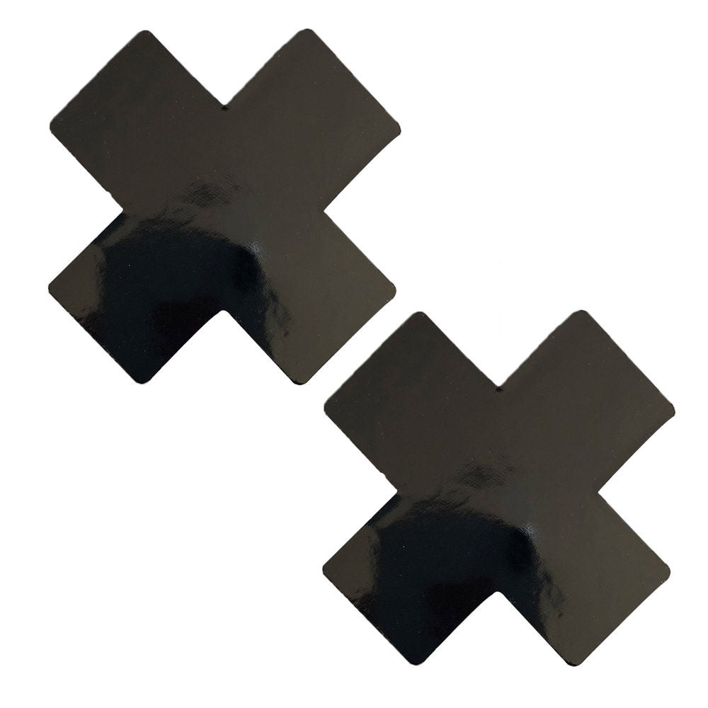 Wet Vinyl Black Metallic Nipztix Pasties for Adult Intimacy Black Pasties