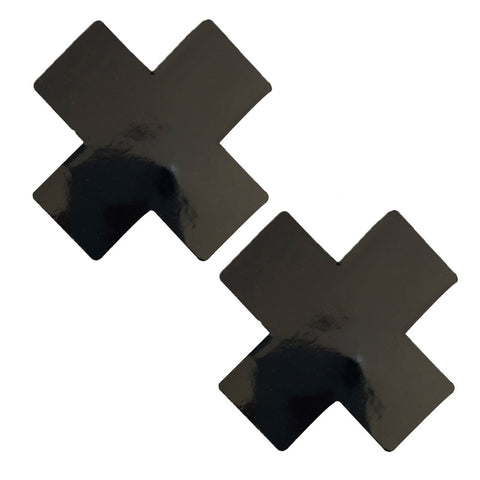 Wet Vinyl Black Metallic Nipztix Pasties for Adult Intimacy Black Pasties