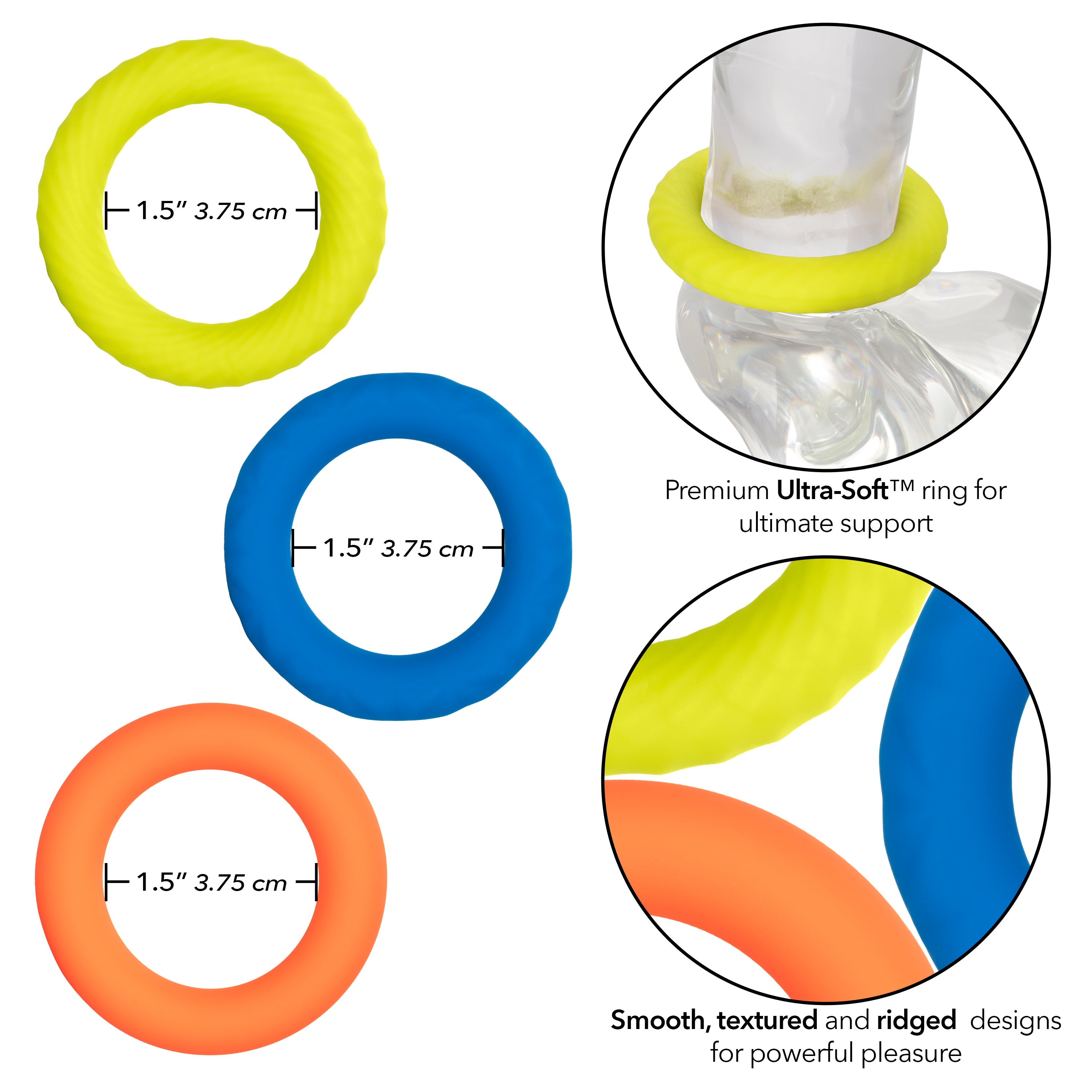 Link Up Ultra-Soft Climax Set of 3 Enhancer Cock Rings > Cock Ring > Sets