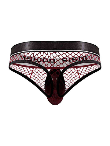 Male Power Burgundy Cock Pit Net Mesh Cock Ring Thong S/M Mens Thongs