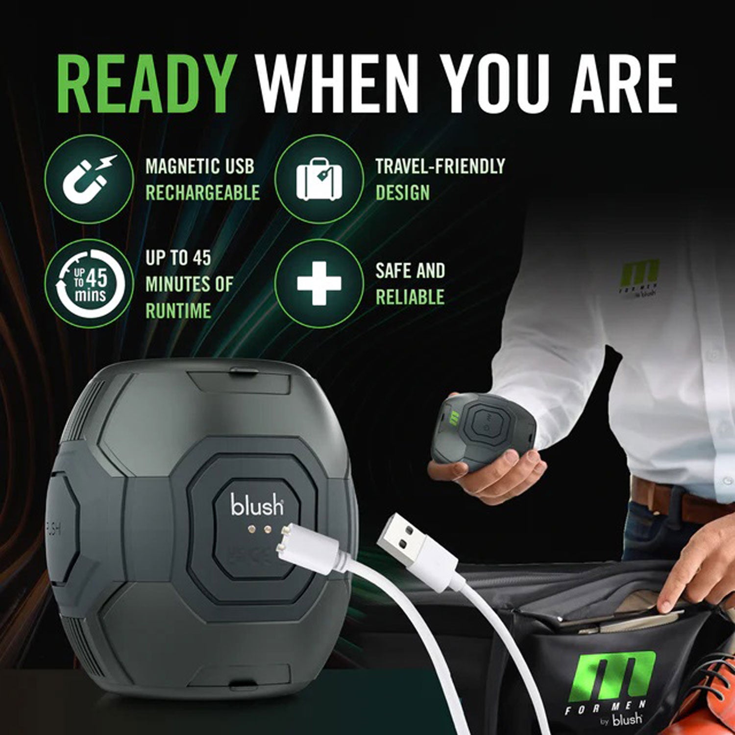 M for Men Dome X Vibrating Male Masturbator with 10 Modes Black > Sex Toys For Men > Masturbators > Vibrating