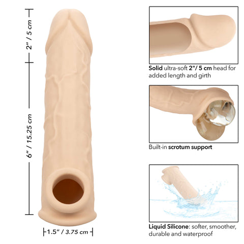 Performance Maxx Life-Like Extension 8 Inch Ivory with Scrotum Strap and Thick Sleeve for Enhanced Pleasure SLEEVES