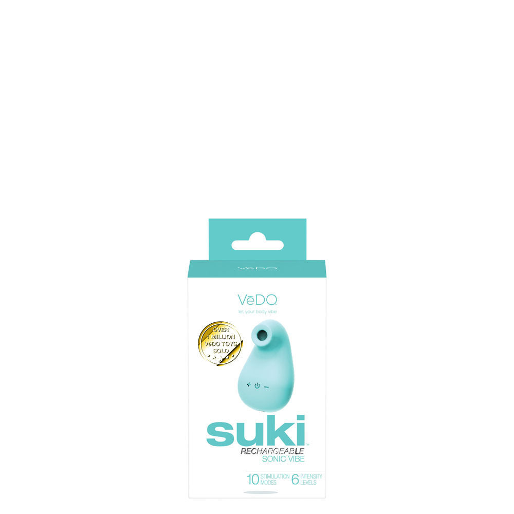 Suki Rechargeable Sonic Clitoral Vibrator with 10 Modes Turquoise Suction Stimulator