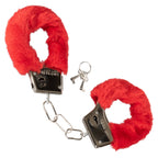 Playful Furry Cuffs – Adjustable Faux Fur Handcuffs with Lock and Keys Red > Bondage Gear > Handcuffs