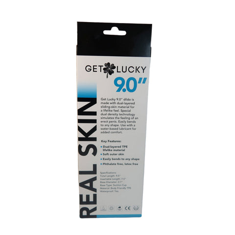 Get Lucky 9 Inch Bendable Real Skin Dildo in Dark Brown Dongs Realistic