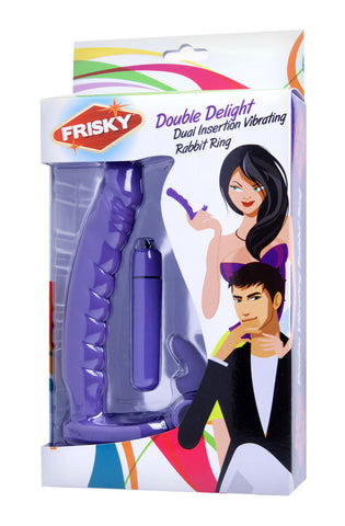 Double Delight Dual Insertion Vibrating Rabbit Cock Ring Toy Cock Rings Vibrating