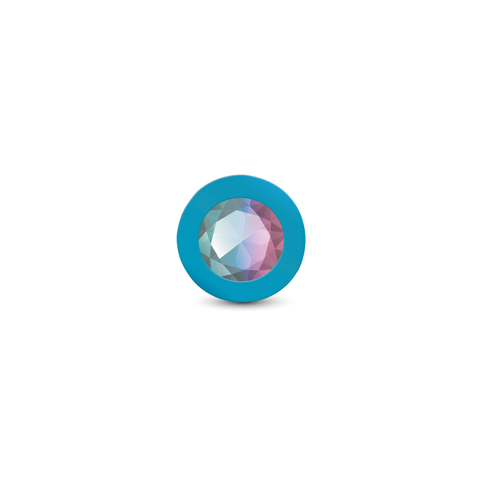 Gemma 3.76 Inch Cheeky Charms Clear Iridescent Teal Silicone Large – Vibrant Tapered Butt Plug > Anal Range > Jewel Butt Plugs