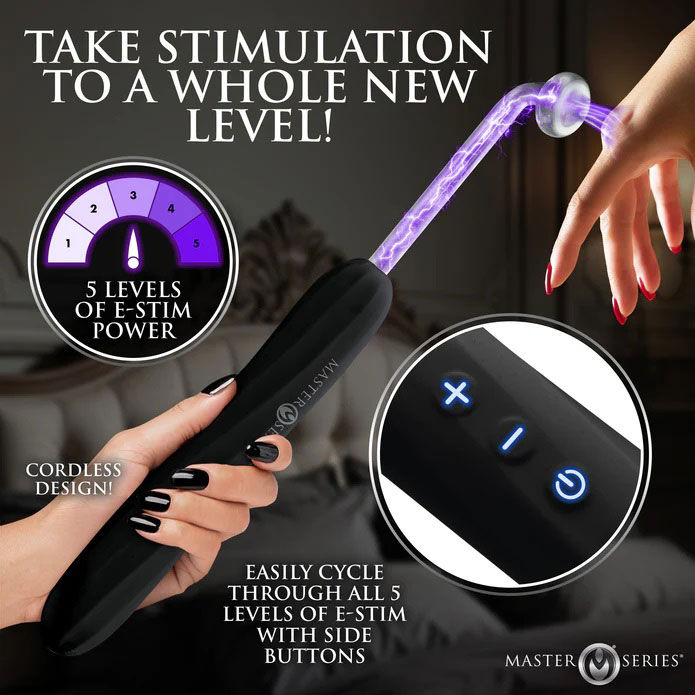 Elektra Rechargeable E-Stim Wand Black Silicone Massager E-STIM TOYS