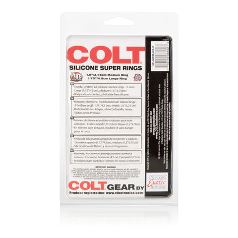 Colt Silicone Super Rings Black Erection Enhancers Set of Two COCK RING Set