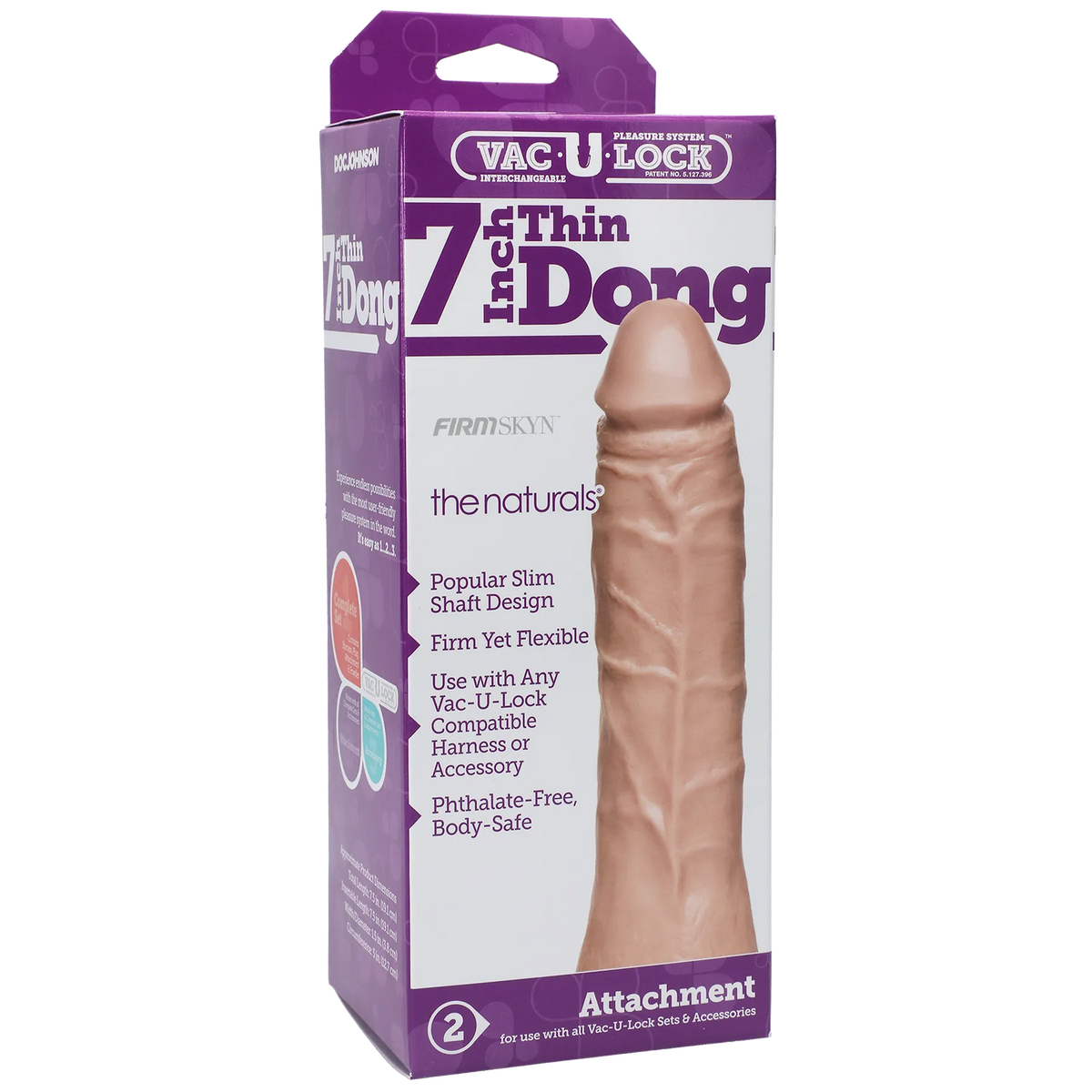 Doc Johnson Vac-U-Lock 7 Inch Thin Natural Dong – Silicone Dong > Dildos > Slim Dildos