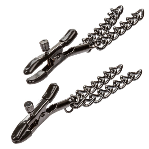 Euphoria Collection Black Chain Adjustable Nipple Clamps with Soft Pads Nipple Stimulators